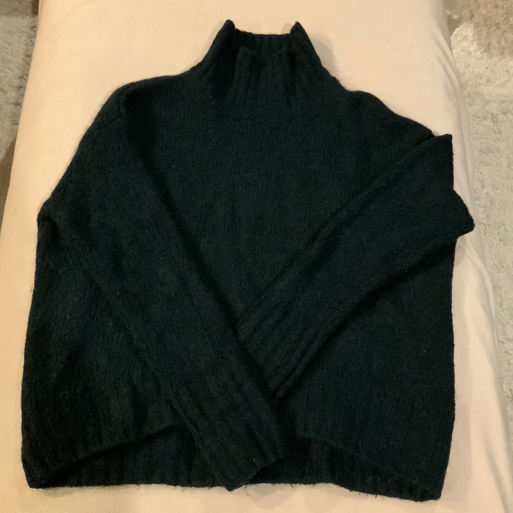 H&M Blue XS Oversized Turtleneck Sweater Alpine Normcore Scandi Girl Minimalist
